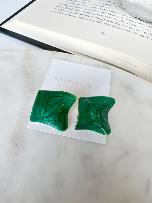 Emerald Earrings Wave